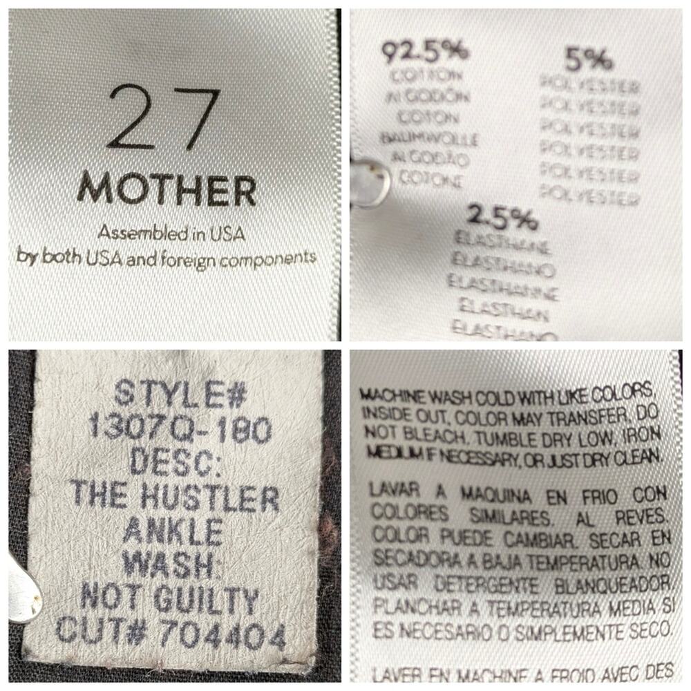 MOTHER The Hustler Ankle Jeans 27 Not Guilty Black High Rise Kick Flare J1837 - Picture 12 of 12